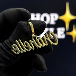<b>Custom</b> Letter Personalized Hip Hop <b>Necklace</b> 925 Sterling Silver VVS Moissanite Iced Gold Plated Unisex Gift Yellow Gold - Product Image 2