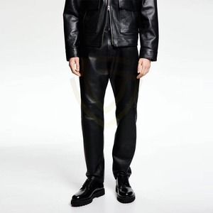 Custom Logo Leather Pants For Men Made In High Quality Leather Pants Hot Sale Custom Design Men Leather Pants - Product Image 1