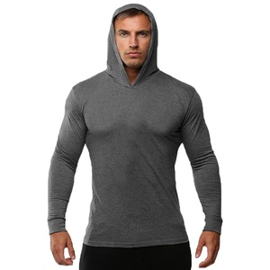 <b>Summer</b> <b>Thin</b> Long Sleeve Hooded European Size Men's Fitness Sports Leisure Running Training GYM 100% Cotton Sweater New - Product Image 1