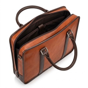 Designer Brown Leather <b>Bag</b> Slim Business Laptop Sleeve <b>Bag</b> Waterproof Real Leather Lawyer Doctor Office Handbag <b>Men</b> - Product Image 2