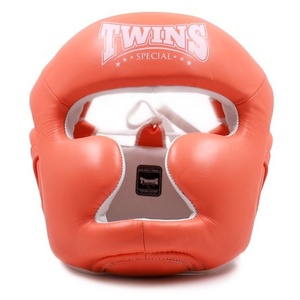 Twin Orange Top Quality Full Face Boxing Head Guard PU Material Protective Training Helmet for Martial Arts - Product Image 1