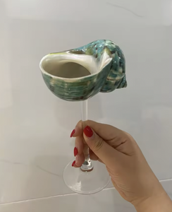 แก้วไวน์เปลือกหอยเวียดนาม แก้วน้ำเปลือกหอยธรรมชาติ สำหรับไวน์ ค็อกเทล ตกแต่งโต๊ะบาร์ริมชายฝั่ง ของตกแต่งดีไซน์สวย - Product Image 5