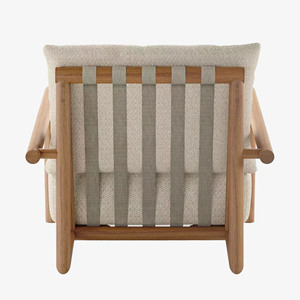 Scandinavian Wood One Seat Garden Sofa With Beige Cushion Outdoor Furniture Lounge Chair Best Quality - Matira - Product Image 4