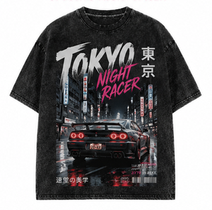Custom Anime Streetwear T Shirt Oversized Acid Wash Graphic Tee Japanese Manga Cyber Samurai Oni Mask Vintage Unisex Cotton - Product Image 4