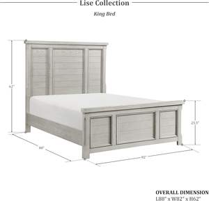 เตียงคิงไซส์สีขาวโบราณไม้เนื้อแข็งพร้อมดีไซน์แบบดั้งเดิมผลิตภัณฑ์เตียงไม้ที่สง่างาม - Product Image 6