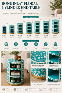 Floral Design Resin Bone Inlay Nightstand With Shelf Luxury Cabinet <b>Bedside</b> End <b>Table</b> For Bedroom Hotel Premium Home Interior - Product Image 6