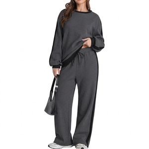 Conjunto Deportivo Informal de Dos Piezas para Mujer, Chaqueta con Cierre y Pantalones Anchos, Lavado Ácido, Impermeable, Transpirable y Cómodo - Product Image 3