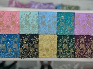 Jupon somalien classique et élégant en satin Gorgura, broderie et pierres, motif floral, tissu épais, pour tenue décontractée - Product Image 4