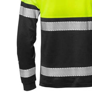 Chemise de travail à manches longues haute visibilité pour hommes, vert lime, noir, bandes réfléchissantes, polyester, vêtements de sécurité - Product Image 6