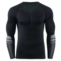 T-shirt de compression à manches longues pour homme, séchage rapide, en Spandex et Polyester, idéal pour le sport et l'entraînement