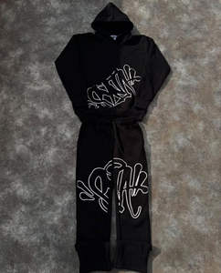 Survêtement ample et décontracté pour homme, fabriqué sur mesure - Ensemble sweat à capuche et pantalon évasé à double taille pour le printemps - Product Image 2