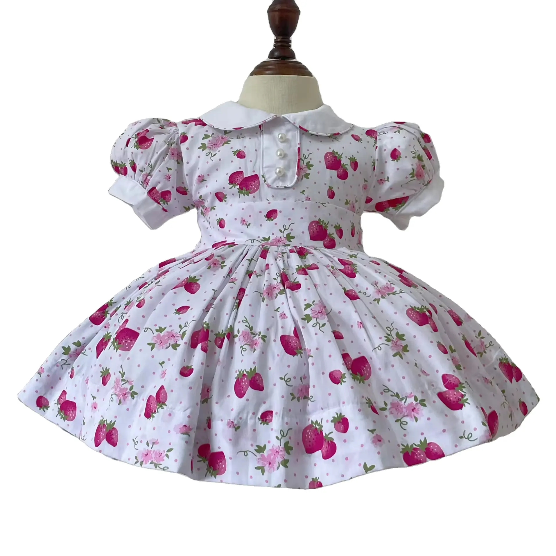 Yaz 2024 koleksiyonu pamuk önlüklü elbise geleneksel klasik İngiliz OEM ODM çocuk İspanyolca elbise prenses bebek kız elbise