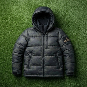 Veste matelassée à capuche pour homme, camouflage noir, veste d'hiver matelassée, fermeture éclair intégrale, isolée, chaude, décontractée, pour l'extérieur - Product Image 4