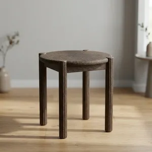 Mesa Auxiliar Redonda de Madera Moderna, Diseño Minimalista, Muebles Hechos a Mano para Sala de Estar - Product Image 1