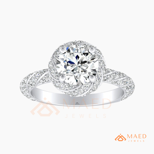 Anillo de Plata de Ley 925 con Moissanita de Corte Redondo Halo, Joyería Elegante para Novia, Promesa, Uso Diario, Regalo para Mujer, Brillo USA - Product Image 5