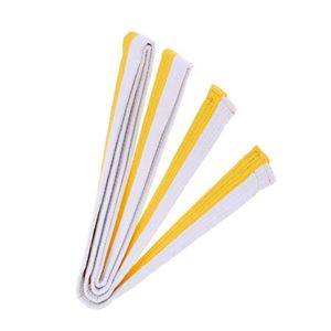 Ceinture d'arts martiaux rayée blanche et jaune en coton, ceinture de rangement professionnelle pour le karaté, le taekwondo et le jiu-jitsu - Product Image 3