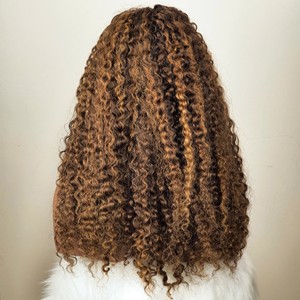 SDD 13x4 Long <b>Human</b> Hair Frontal P4/30 Highlight Color No Chemical Treated for Lace 300% Density Glueless Pixel Curls Full - Product Image 4