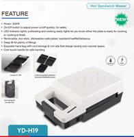 Gaufrier électrique belge YIDA MHMF YD-H19 600W, efficacité énergétique A++, plaques amovibles, lumières LED, pieds antidérapants, usage domestique