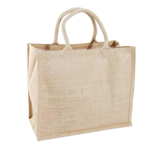 Natural Jute Medium Shopping Tote Bag Reusable Grocery Bag Custom Printed Carry Bag Shoulder <b>Strap</b> KVR Brand for Daily Retail - Product Image 3