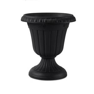 Urne de jardin en métal noir avec base carrée, pot de fleurs extérieur sculpté à la main pour plantes vertes, urne de jardin en aluminium - Product Image 4