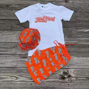 Ensemble de t-shirt confortable 100% coton avec short assorti, tenue décontractée de rue, ensembles de shorts pour hommes, ensembles de tenues d'été en 2 pièces - Product Image 1