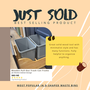 Kitchen Storage Wooden Pull Out Trash Can Frame Cabinet Organizer Sliding Waste <b>Bin</b> Holder for Clean and Modern Kitchens - Product Image 2