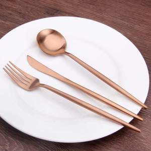 Juego de cubiertos de acero inoxidable de lujo, diseño minimalista, resistente al óxido, vajilla para mesa a mejor precio - Product Image 1