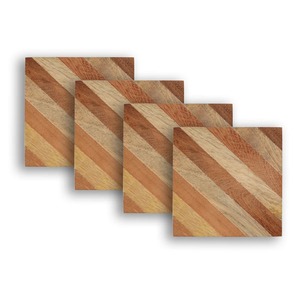 Juego de Posavasos Cuadrados de Madera de Lujo, Diseño Moderno con Rayas Diagonales, Antideslizantes, para Cocina y Comedor - Product Image 1