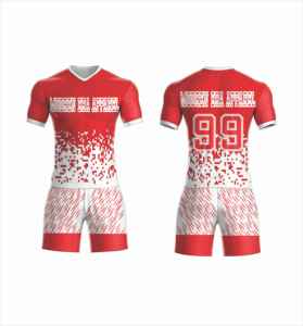 Ensemble de maillots de football pour hommes Modern Era Apparel, rouge, noir, blanc, imprimé géométrique, col en V, manches courtes, polyester respirant, saison adulte - Product Image 6