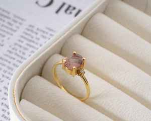 Bague en quartz fumé naturel, argent sterling 925, plaqué or 14 carats, pierre précieuse en quartz fumé changeant de couleur, bague turque délicate, cadeau - Product Image 3