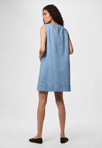 CONX Casual Women Denim Blue Midi Dress Adjustable Straps Round Neckline Quick Dry Sleeveless Loose Fit Spring Button Detail - Product Image 3