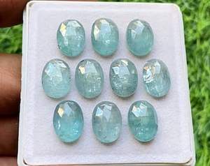 Cianita Acuática, Corte Rosa, Ovalada, Parte Posterior Plana, Lote de 15 Piezas, Piedras de Cristal Naturales para Fabricación de Joyas y Manualidades - Product Image 2