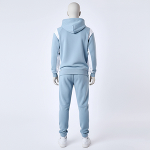 Wholesale Winter <b>Men's</b> Hooded Sweat Pant Zip Hoodie Set Tracksuit Regular Fit Street Wear Cotton Solid Fleece - Product Image 3
