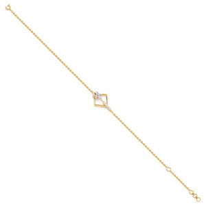 Geometric Kite <b>Frame</b> Diamond Bracelet with Yellow Gold Chain and Diagonal Sparkle Bar Design - Product Image 4