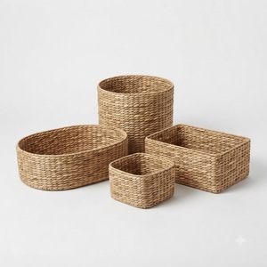 Panier de rangement tissé naturellement, fait main, écologique, pour le rangement et la décoration de la maison, panier à linge. - Product Image 3