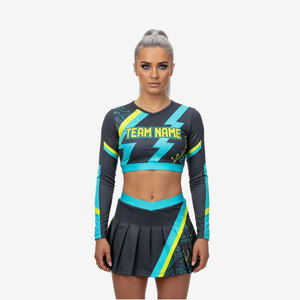 Uniforme de cheerleading pour femmes en gros, uniforme de cheerleading pour filles avec strass, grande taille, prix d'usine, tenue d'entraînement, costume de danse personnalisé - Product Image 5