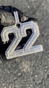 Pendentif numéro personnalisé 10CT avec 22 diamants, serti de diamants taille brillant, style Hip Hop, diamant de laboratoire, bijoux en or, moissanite - Product Image 4