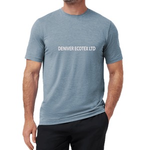 T-shirts décontractés à manches courtes stretch léger de qualité supérieure pour hommes T-shirts solides à col côtelé 100% coton - Product Image 2