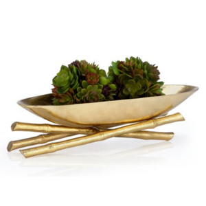 ฐานวางไม้ไผ่ทรงรีเคลือบทองคุณภาพสูง ผลิตจากโลหะคุณภาพเยี่ยม สำหรับเสิร์ฟอาหารในชามหรูหรา - Product Image 1