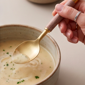 Ensemble de 4 couverts en acier inoxydable poli miroir doré avec poignées en marbre, pour la cuisine et la table (fourchette, cuillère, couteau) - Product Image 5