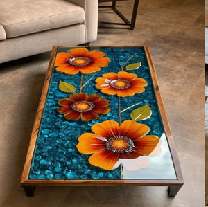 Fabricada con madera de primera calidad y un acabado de resina epoxi transparente, esta mesa rectangular hecha a mano, a precios de mayorista. - Product Image 5