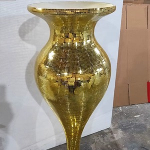 Amazing Glam Metal Warm Toned Floor <b>Vase</b> Handmade <b>Gold</b> Decorative Wedding Centerpiece Metal <b>Vase</b> - Product Image 5