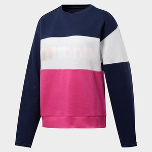 Women's Navy <b>Pink</b> White Color Block <b>Sweatshirt</b> With Full Sleeve Crew Neck Casual Tracksuit Autumn Wear Regular Fit 100% Cotton - Product Image 2