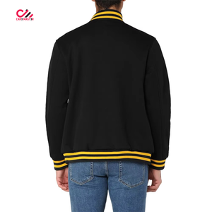 เสื้อแจ็คเก็ตวิทยาลัยแฟชั่นล่าสุดสำหรับผู้ชาย แจ็คเก็ต Letterman Varsity แบบเรียบสั่งทำได้ ขายส่งเสื้อ Varsity ผ้าแคนวาสแบบเรียบด้านหน้า - Product Image 3