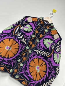 Hand Embroidery Suzani Woven Velvet <b>Bomber</b> <b>Jacket</b> Boho Regular <b>Vintage</b> Style Floral Breathable Colorful Unique Embroidery - Product Image 6