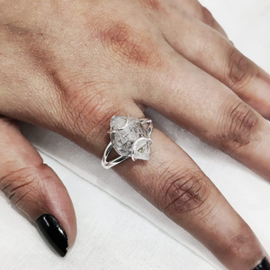 Anillo de plata Herkimer, anillo con piedra preciosa Herkimer, anillo de plata de ley 925, anillo hecho a mano, anillo de aniversario, boda, cumpleaños, para ella - Product Image 2