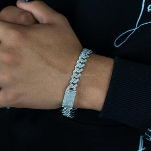 Premium White Gold Chevron Chain Moissanite <b>Bracelet</b> Featuring Hand Set VVS Stones and Secure Hidden Box Clasp - Product Image 6