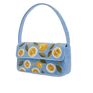 Sac à main en coton brodé fait main avec motif de légumes de jardin (tomate, betterave) perlé, design personnalisé, décoration intérieure - Product Image 4