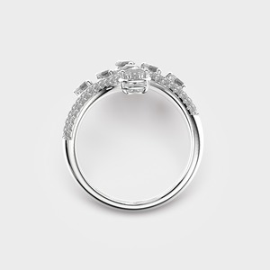 White <b>Gold</b> Diamond <b>Cocktail</b> <b>Ring</b> Marquise Cut Pave Setting Floral Design Women's Luxury Wedding Jewelry - Product Image 3