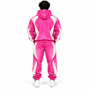 Ensemble de survêtement unisexe en coton surdimensionné, imprimé léopard personnalisé, deux pièces, sweat à capuche zippé et pantalon de survêtement épais - Product Image 2